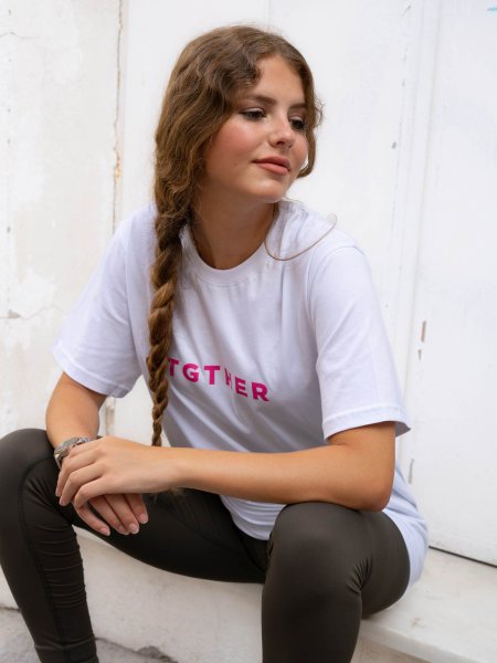 TGTHER T-SHIRT LADYS WEISS PINK ohne Brustzugang M