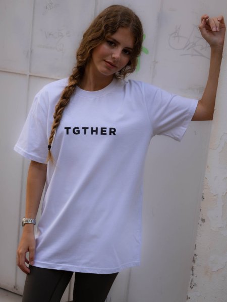 TGTHER T-SHIRT LADYS WEISS SCHWARZ mit Brustzugang M