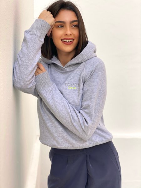 STILLPULLOVER SELMA MIT KAPUZE GRAU Mother Love