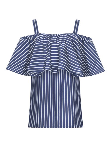 STILLBLUSE NOA BLAU/WEISS XS