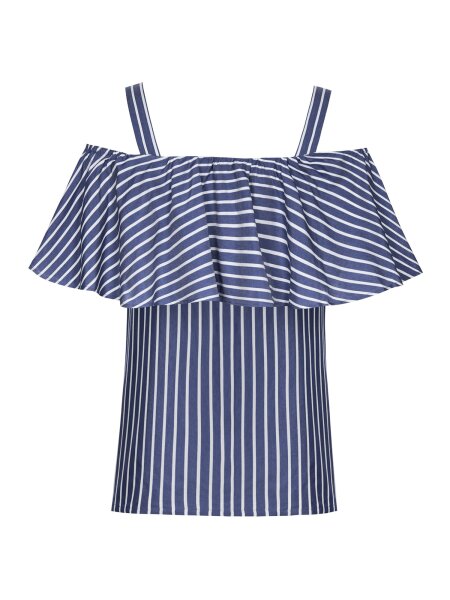 STILLBLUSE NOA BLAU/WEISS XS